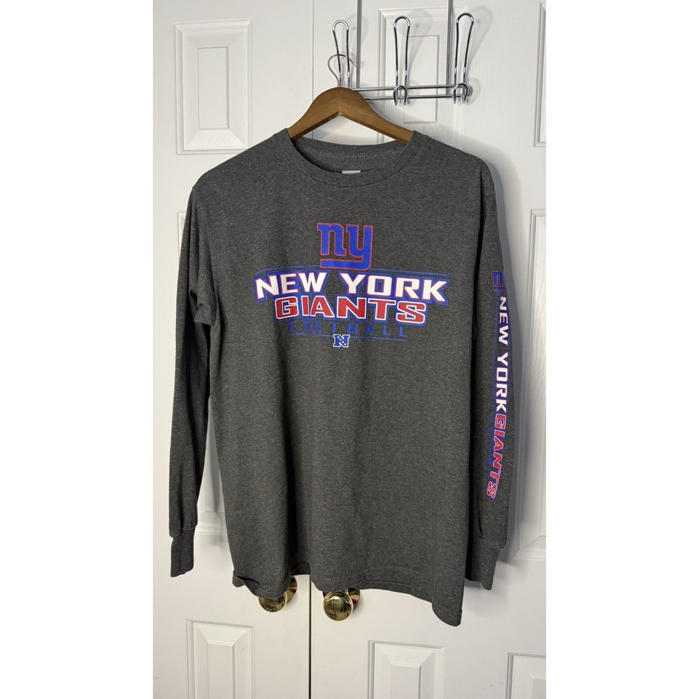 Men's NFL Team Apparel T-Shirt Size M PTP 21 Length 27 EUC NEW YORK‎ GIANTS GRAY